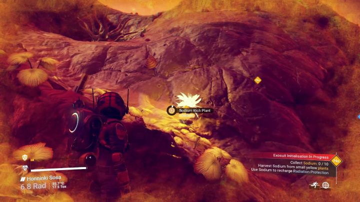 Scanning the terrain will allow you to discover nearby elements necessary to power the suit and other basic ingredients - No Mans Sky 2022: How to leave first planet? - No Mans Sky: FAQ - No Mans Sky Game Guide