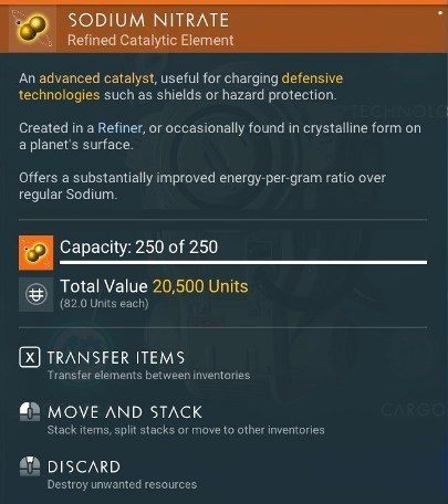 Sodium Nitrate can be obtained from portable refinery or occasionally found in crystal form on the surface of the planet - No Mans Sky NEXT: How to get Sodium Nitrate? - No Mans Sky NEXT: Basic information - No Mans Sky Game Guide