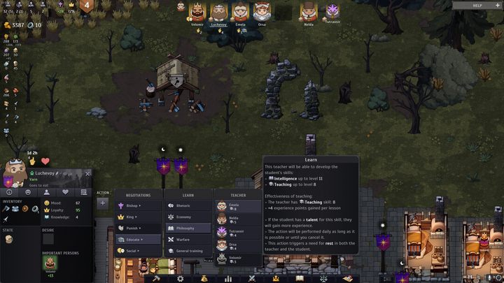 Lords can develop their skills by learning from other family members and even from guests visiting your city - Norland: Tips and tricks - Basics - Norland Guide