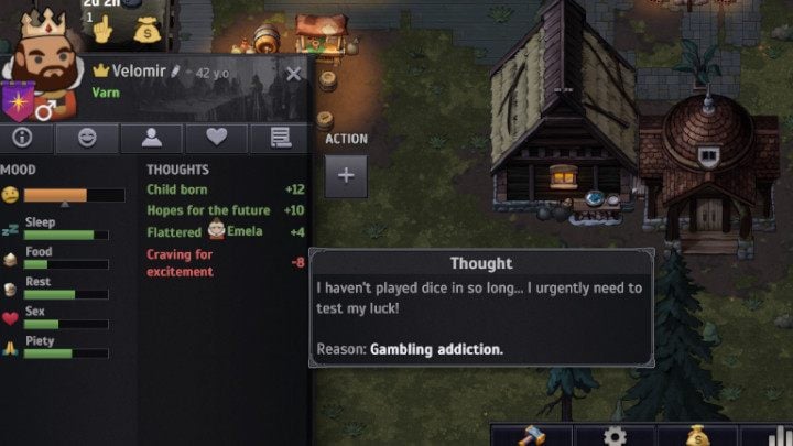 To the right of the statistics you will find a summary of the lord's thoughts - Norland: Lords management - Basics - Norland Guide