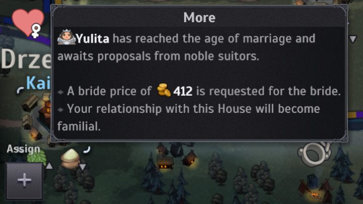 The heart symbol above the family house on the world map symbolizes the presence of a potential wife - Norland: How to manage a family? - FAQ - Norland Guide