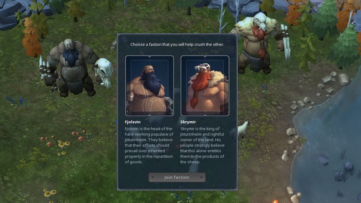 The faction selection screen will appear automatically at the end of the first scene. - Jötunmheim | Northgard Walkthrough - Walkthrough - Northgard Game Game Guide