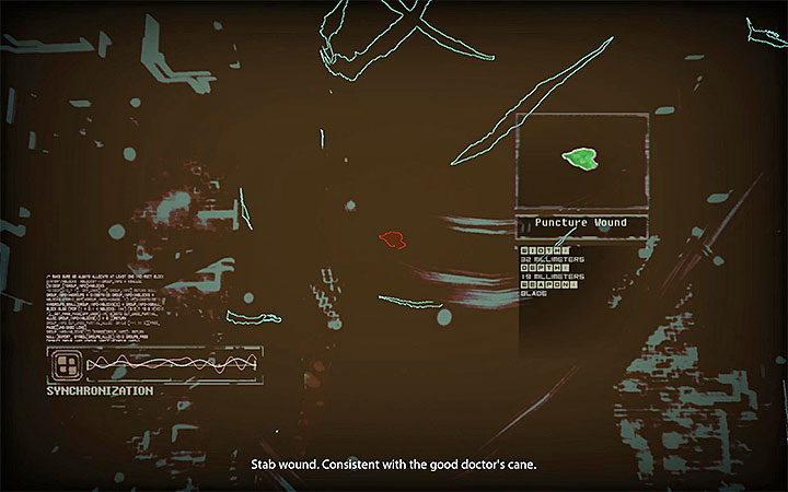 Specifically, you need to scan the unprotected wires, prostheses and implants inside the killers body, as well as the electric burns on the body, and a very well hidden puncture wound that is shown in the image above - Investigate the assassins body and break into his mind | Case #405 Walkthrough - Case #405: Finding Adam - Observer Game Guide