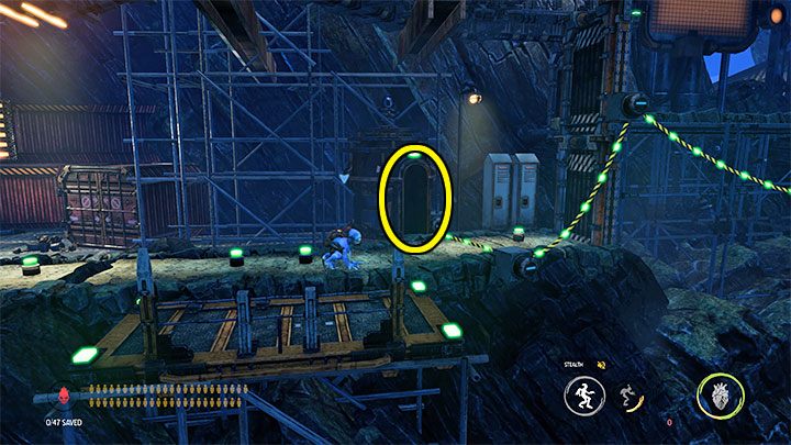 The elevator will transport us to Level 1 - Oddworld Soulstorm: Descent to Level 2, The Mines - guide, walkthrough description - 11: The Mines - Oddworld Soulstorm Guide