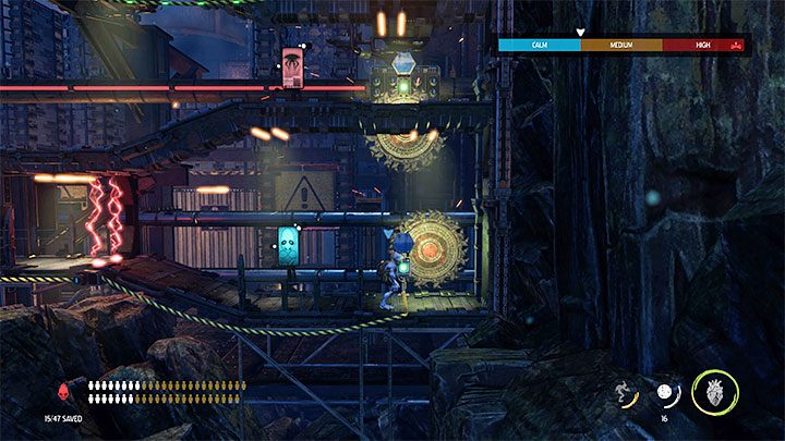 Now we're going to examine the lower path going to the right - Oddworld Soulstorm: Descent to Level 2, The Mines - guide, walkthrough description - 11: The Mines - Oddworld Soulstorm Guide