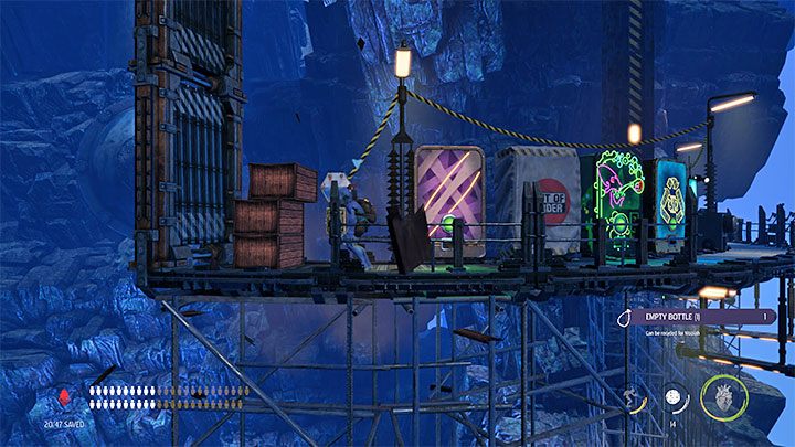 We head to the left and optionally use binoculars - Oddworld Soulstorm: Find a Way to Level 3, the Mines - walkthrough - 11: The Mines - Oddworld Soulstorm Guide