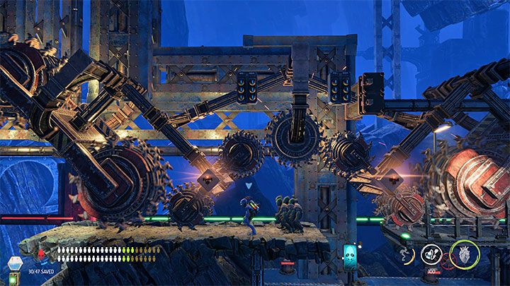 We need to get to the back of the boring machine - Oddworld Soulstorm: Find a Way to Level 3, the Mines - walkthrough - 11: The Mines - Oddworld Soulstorm Guide