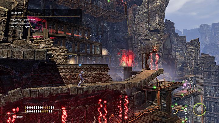 Abe will encounter the snipers once he reaches the area pictured above - Oddworld Soulstorm: Disposing of the snipers, Sorrow Valley - walkthrough - 5: Sorrow Valley - Oddworld Soulstorm Guide