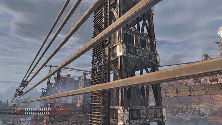 Keep going to the right and remember to check out the lockers along the way - Oddworld Soulstorm: Climbing the Loading Crane, the Yards - walkthrough - 15: The Yards - Oddworld Soulstorm Guide