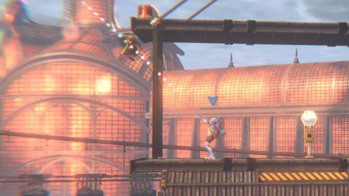 Unfortunately, we can't keep using the possessed Slig the whole time because soon we will get close to the Chant Suppressors and the possession will stop working - Oddworld Soulstorm: Climbing the Loading Crane, the Yards - walkthrough - 15: The Yards - Oddworld Soulstorm Guide