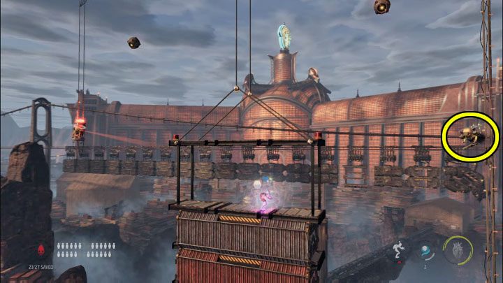 Soon the mobile platform will move away from Chant Suppressors and possession will become available once again - Oddworld Soulstorm: Climbing the Loading Crane, the Yards - walkthrough - 15: The Yards - Oddworld Soulstorm Guide