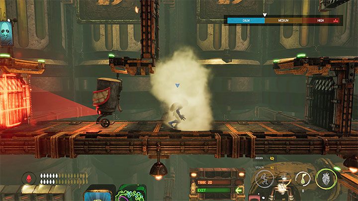 After reaching a new level, we will meet the smiling machine for the first time - Oddworld Soulstorm: Crossing Tank Row 2D, Phat Station - walkthrough - 6: Phat Station - Oddworld Soulstorm Guide