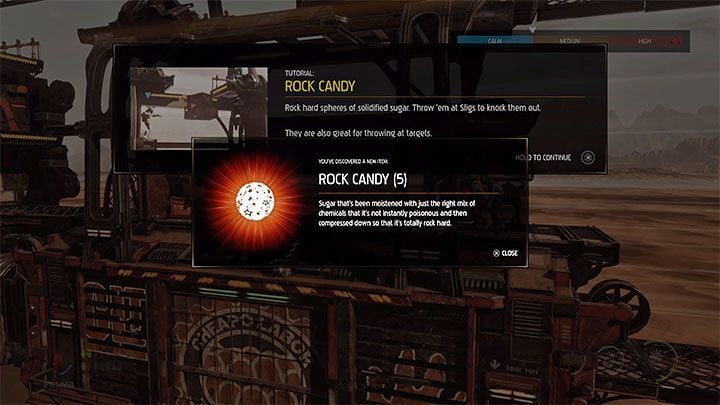 Platinum badge requirements: Hit a Slig 8 times with Rock Candy - Oddworld Soulstorm: Badges (challenges), the Hijack - list, walkthrough - 7: The Hijack - Oddworld Soulstorm Guide