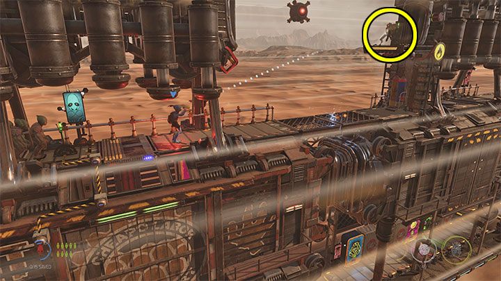 We carefully approach the Slig from the image above - Oddworld Soulstorm: Freeing Mudokons from the cars, the Hijack - walkthrough - 7: The Hijack - Oddworld Soulstorm Guide