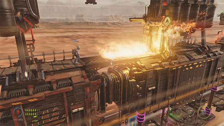 Our task is to blow up the propane tank blocking the passage to the next section of the train - Oddworld Soulstorm: Freeing Mudokons from the cars, the Hijack - walkthrough - 7: The Hijack - Oddworld Soulstorm Guide