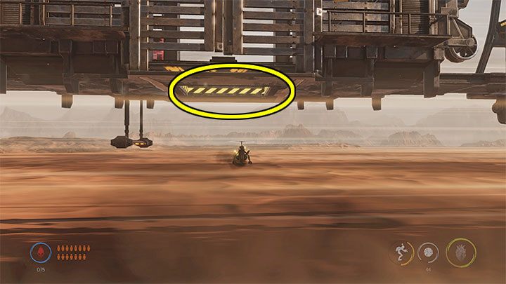 We're still using possession on the Slig and now, we're going to the right - Oddworld Soulstorm: Freeing Mudokons from the cars, the Hijack - walkthrough - 7: The Hijack - Oddworld Soulstorm Guide