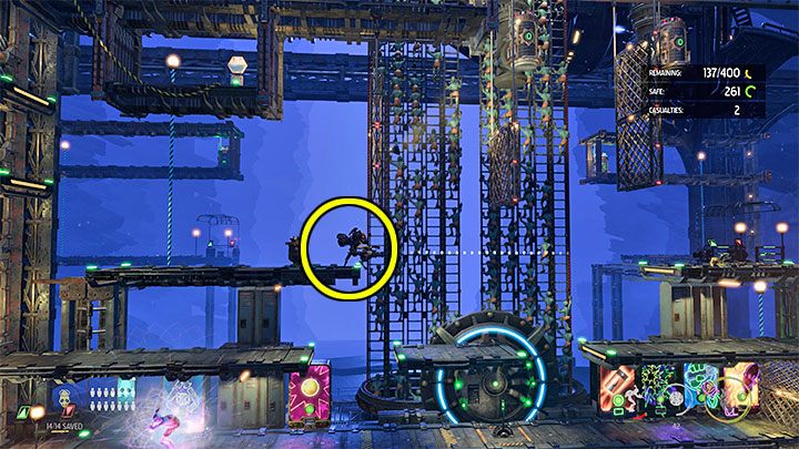 We pull the lever, hide downstairs, and re-use possession on the enemy with the minigun - Oddworld Soulstorm: Holding Pen 5-1, Escape - guide - 13: Escape - Oddworld Soulstorm Guide