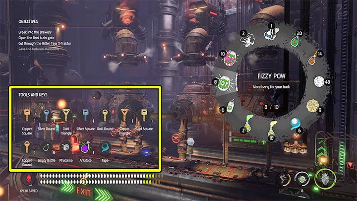 The current keys are displayed in the inventory, i - Oddworld Soulstorm: Keys - full list - Finders & Secrets - Oddworld Soulstorm Guide