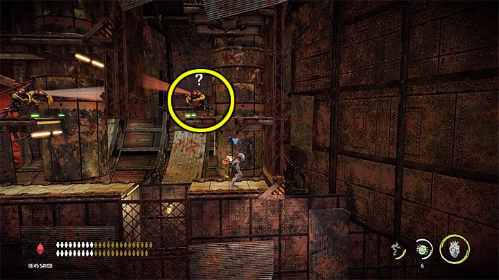After using the first Fizzy Pow, we need to go to the right and eliminate a single Slig occupying the top shelf - we showed it in the picture - Oddworld Soulstorm: Keys - full list - Finders & Secrets - Oddworld Soulstorm Guide