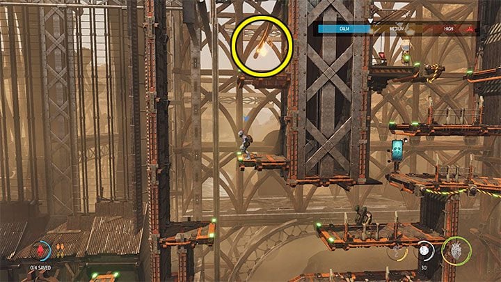 Only now can you go left, following the freed Mudokons - Oddworld Soulstorm: Reunion At The Old Trellis - walkthrough - 8: Reunion at the Old Trellis - Oddworld Soulstorm Guide