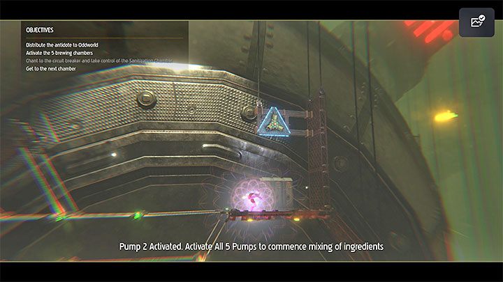 Your goal is to reach the Circuit Breaker located at the very top of this location - Oddworld Soulstorm: Activating 5 Brewing Chambers - walkthrough - 17: Eye of the Storm - Final - Oddworld Soulstorm Guide
