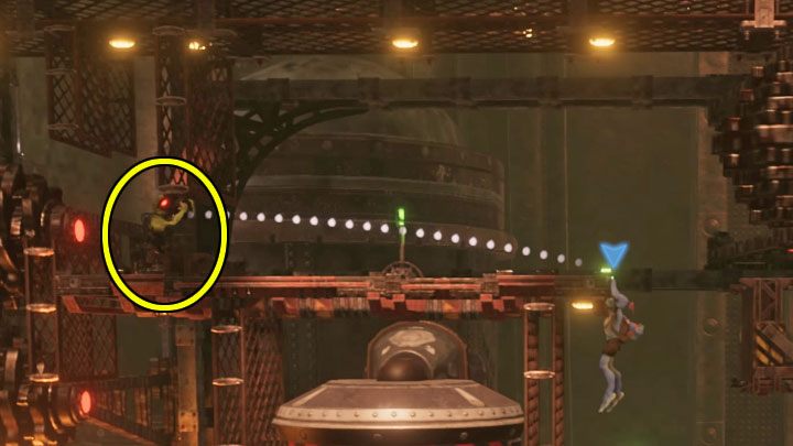You have to use the Sticky Fizzy Pow once more, this time to hit the Slig visible in the attached picture - Oddworld Soulstorm: Activating 5 Brewing Chambers - walkthrough - 17: Eye of the Storm - Final - Oddworld Soulstorm Guide