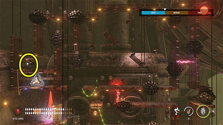 Finally, you need to use the Flying Slig to reach the lever marked in the picture, which is located directly above the Circuit Breaker - Oddworld Soulstorm: Activating 5 Brewing Chambers - walkthrough - 17: Eye of the Storm - Final - Oddworld Soulstorm Guide