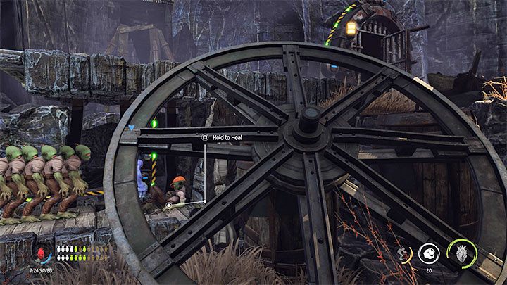 Bring the whole Mudokon gang to the right, to the area associated with the current main task of this stage - Oddworld Soulstorm: Healing sick Mudokons, the Funicular - walkthrough - 4: The Funicular - Oddworld Soulstorm Guide