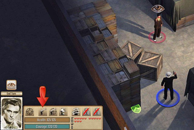 The first opponent is just behind the door - before firing, get as close to him as possible. - Maine Ave - Act I - Omerta: City of Gangsters - Game Guide and Walkthrough