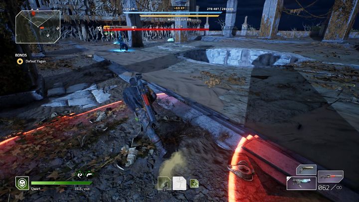 One of Yagak's unique abilities are Lightning Strikes - the boss gathers the power of Anomaly and marks the ground under his opponent several times, which he then hits with lightning bolts - Outriders: Yagak 1st boss fight - how to defeat? - Bosses - Outriders Guide