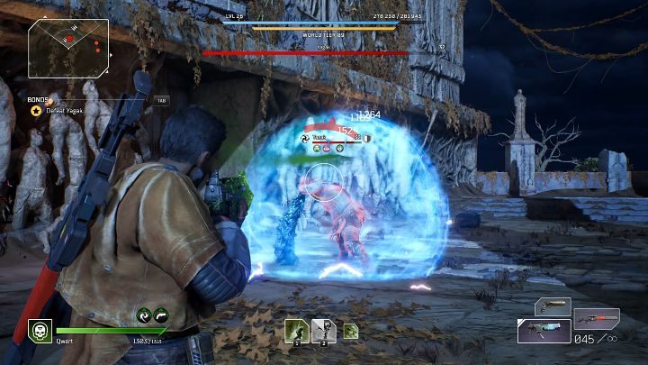 When Yagak uses the Overload shield, stop your attack as the boss will deflect all bullets towards you - Outriders: Yagak 1st boss fight - how to defeat? - Bosses - Outriders Guide