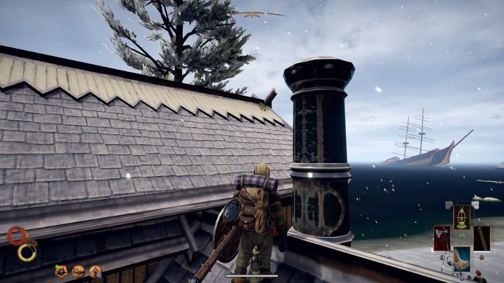 From the smaller roof go up to the larger roof - there you will find the remaining parts of the armor. - How do I get unique Skeleton Armor Set in Outward? - FAQ - Outward Guide