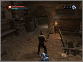 Walk down and then down the stairs until you come to brown spawning pit and blood pit (#1) - Find the source of plague in Heaven's Peak - part 2 - Walkthrough - Overlord - Game Guide and Walkthrough