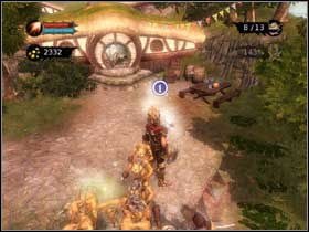 Come back to the scene - now you see the wheel at the hut's entrance is fixed (#1) - Crash the Halfing's party - Walkthrough - Overlord - Game Guide and Walkthrough