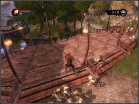 Right behind the blood pit you'll see stairs (#1) - walk this way and you'll find a spoke - Crash the Halfing's party - Walkthrough - Overlord - Game Guide and Walkthrough