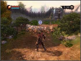 Walk further and you'll see a small yellow field on your right - Find a Crane for the Tower renovation - Walkthrough - Overlord - Game Guide and Walkthrough