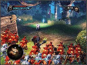 You'll get to the next part of the level after you've eliminated the driads - Main quests - Wasteland Sanctuary Town (once again) - Main quests - Overlord II - Game Guide and Walkthrough