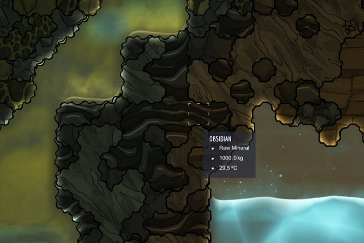 Obsidian - Minerals, rocks and metals in Oxygen Not Included | Resources - Resources - Oxygen Not Included Game Guide