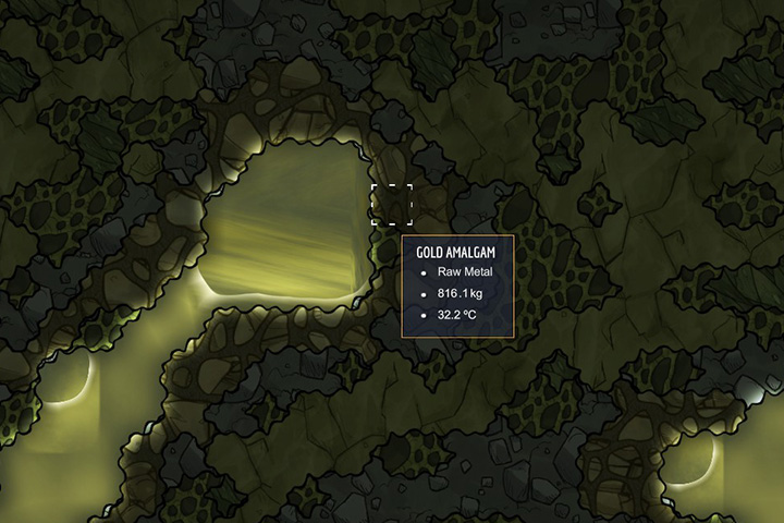 Gold Amalgam - Minerals, rocks and metals in Oxygen Not Included | Resources - Resources - Oxygen Not Included Game Guide