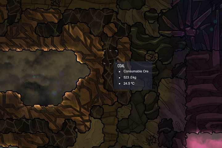 Coal - a resource used to produce energy - Minerals, rocks and metals in Oxygen Not Included | Resources - Resources - Oxygen Not Included Game Guide