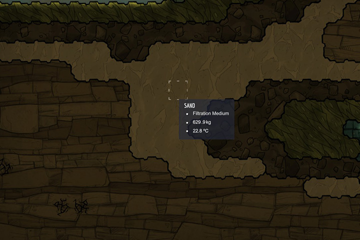 Sand - Minerals, rocks and metals in Oxygen Not Included | Resources - Resources - Oxygen Not Included Game Guide