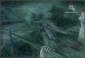 You'll be attacked near the first wooden construction, but now having the pistol, fighting shouldn't be hard (instead of going through the 'scaffold' again, go through the footbridge - right picture) - On Kong's Tracks - Walkthrough - Peter Jacksons King Kong - Game Guide and Walkthrough