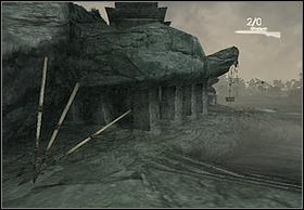 Run across the small section of the road, walk through the wooden catwalk, jump down from the height and run into the small building (right screenshot), where youll be safe - To The Plane - Walkthrough - Peter Jacksons King Kong - Game Guide and Walkthrough