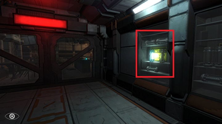 Coming from the side of the corridor, you will notice a glass cabinet - Reach Administrative zone | Walkthrough - Walkthrough - Phantaruk Game Guide