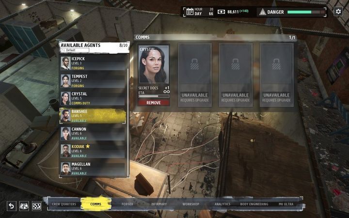 Comms is a communication room that allows you to collect data to the investigation board - Base Upgrades in Phantom Doctrine game - Basics - Phantom Doctrine Game Guide