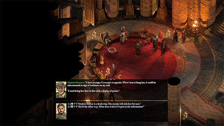 If you have completed the above mentioned quests and started The Coming Storm main mission, you should receive a message from Captain Furrante with a request for a meeting - Pillars Of Eternity 2: Variant 3 - Principi support - Walkthrough - Pillars Of Eternity 2: The Coming Storm - journey to the final location - Pillars Of Eternity 2 Deadfire Game Guide