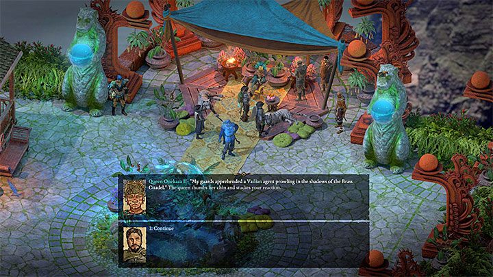 If you have completed the above mentioned quests and started The Coming Storm main quest, you can meet with Queen Onekaza II on the roof of Kahanga Palace, in Serpents Crown, in Neketace (M25,8) - Pillars Of Eternity 2: Variant 5 - Huana support - Walkthrough - Pillars Of Eternity 2: The Coming Storm - journey to the final location - Pillars Of Eternity 2 Deadfire Game Guide