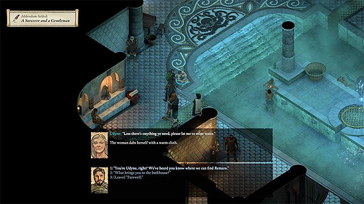 Go on Neketaka island and head to the Luminous Bathhouse located in Perikis Overlook (M15,8) - Pillars Of Eternity 2: A Sorcerer and a Gentleman - Serafens quest walkthrough - Pillars Of Eternity 2: Companion quests - Pillars Of Eternity 2 Deadfire Game Guide