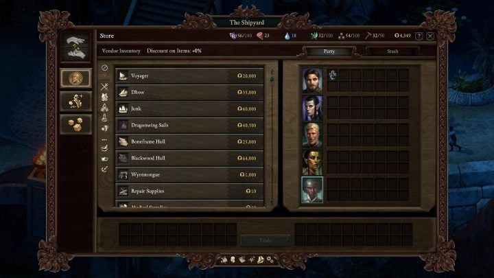 In the port you can buy not only ships, but also equipment for your vessels. - Pillars Of Eternity 2: Traveling by ship guide - Pillars Of Eternity 2: Traveling by ship - Pillars Of Eternity 2 Deadfire Game Guide