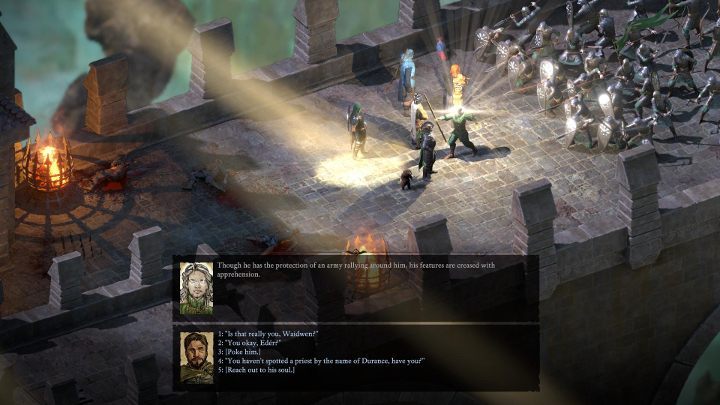 When you enter the location, use the stairs and follow the available road - Pillars of Eternity 2 Beast of Winter: The Bridge Ablaze - Walkthrough - Beast of Winter: Main Quests - Pillars Of Eternity 2 Deadfire Game Guide